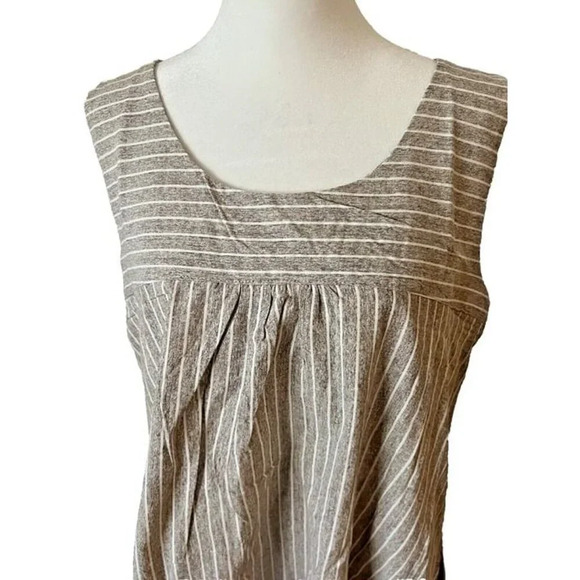 Large Hayden Brand NWT Brown White‎ Stripped Cotton Guazy Casual Sheath Dress - Picture 2 of 6